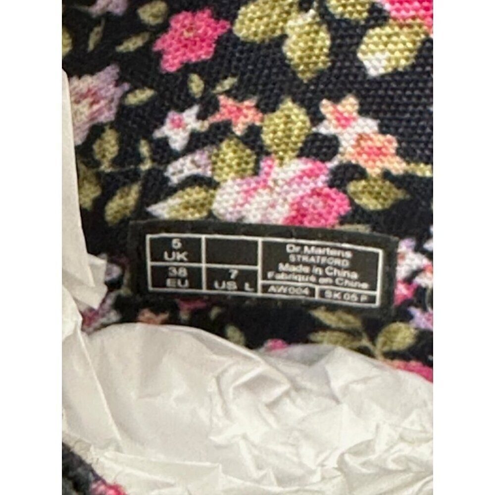 Dr. Martens Stratford Black Fold Over Floral Lined Leather Combat Boots US 7 - Picture 6 of 15